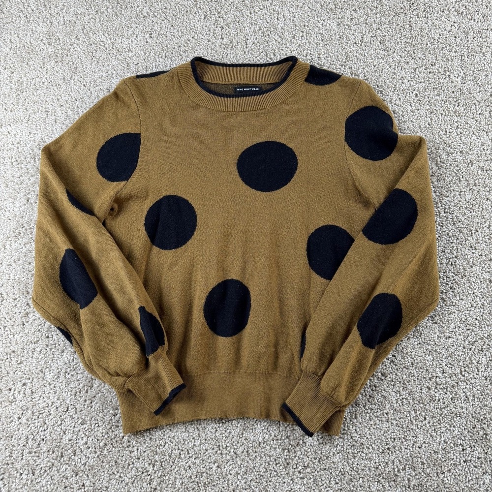 Who What Wear Womens Small Brown Polka Dot Cotton Sweater Skirt Knit Set - Picture 2 of 16
